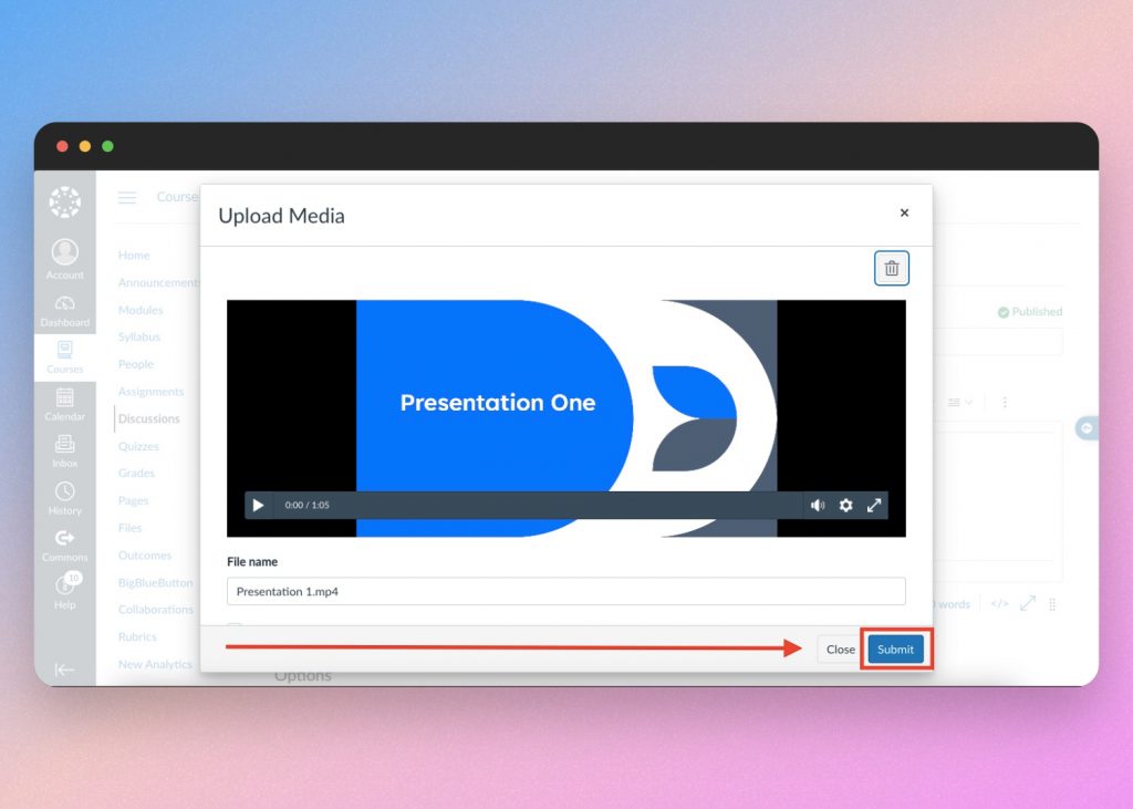 embed powerpoint media in canvas lms