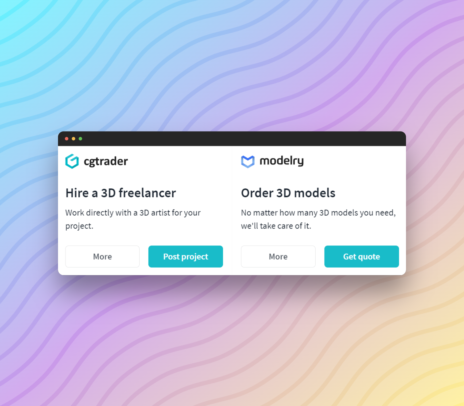 CGtrader and Modelry Sections