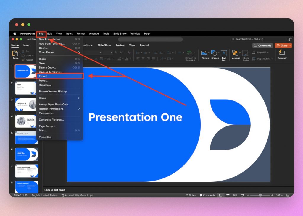 export powerpoint as mp4