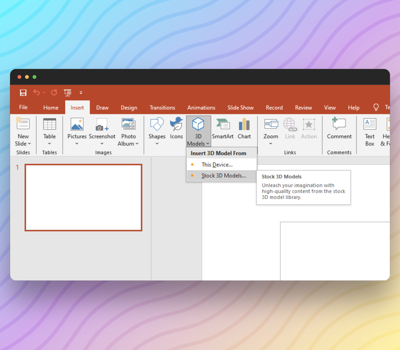 Insert Stock 3D Models in PowerPoint