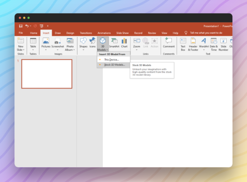 Insert Stock 3D Models in PowerPoint