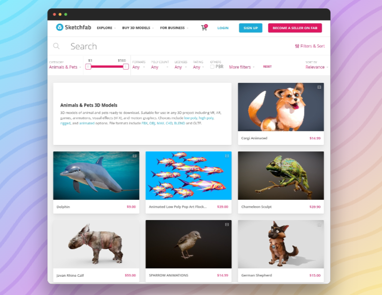 Search Engine for 3D models in Sketchfab