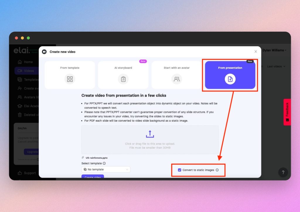 Convert PPT to video with Elai.io