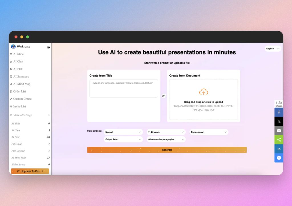 Autoppt AI presentation generator