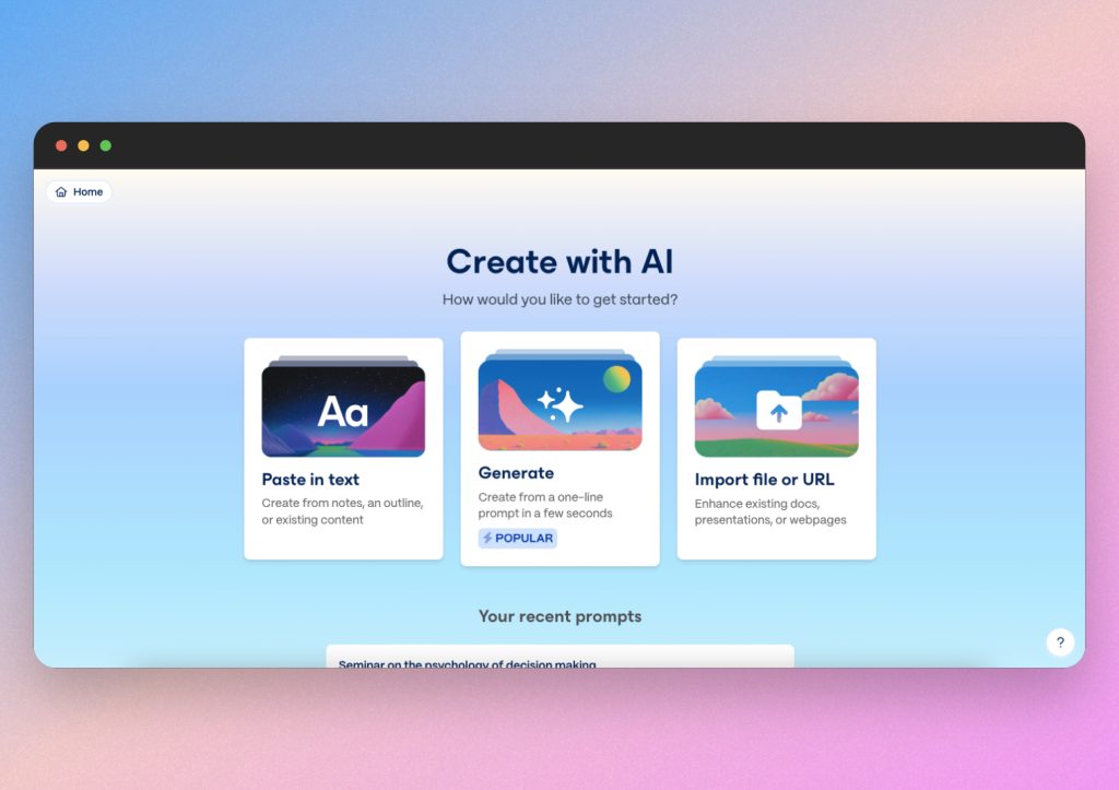 Gamma AI presentation generator