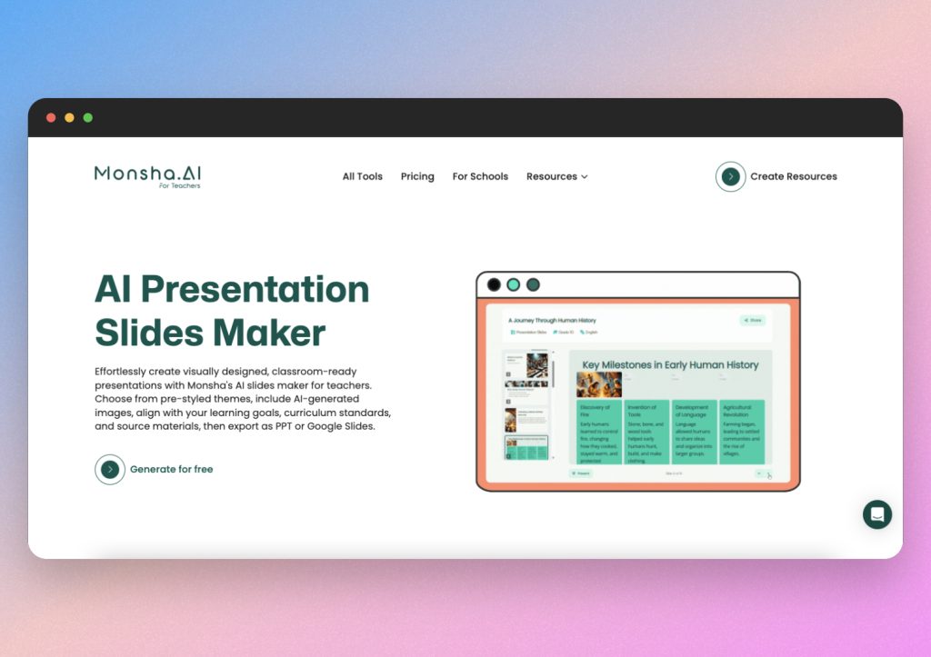 Monsha.ai presentation maker