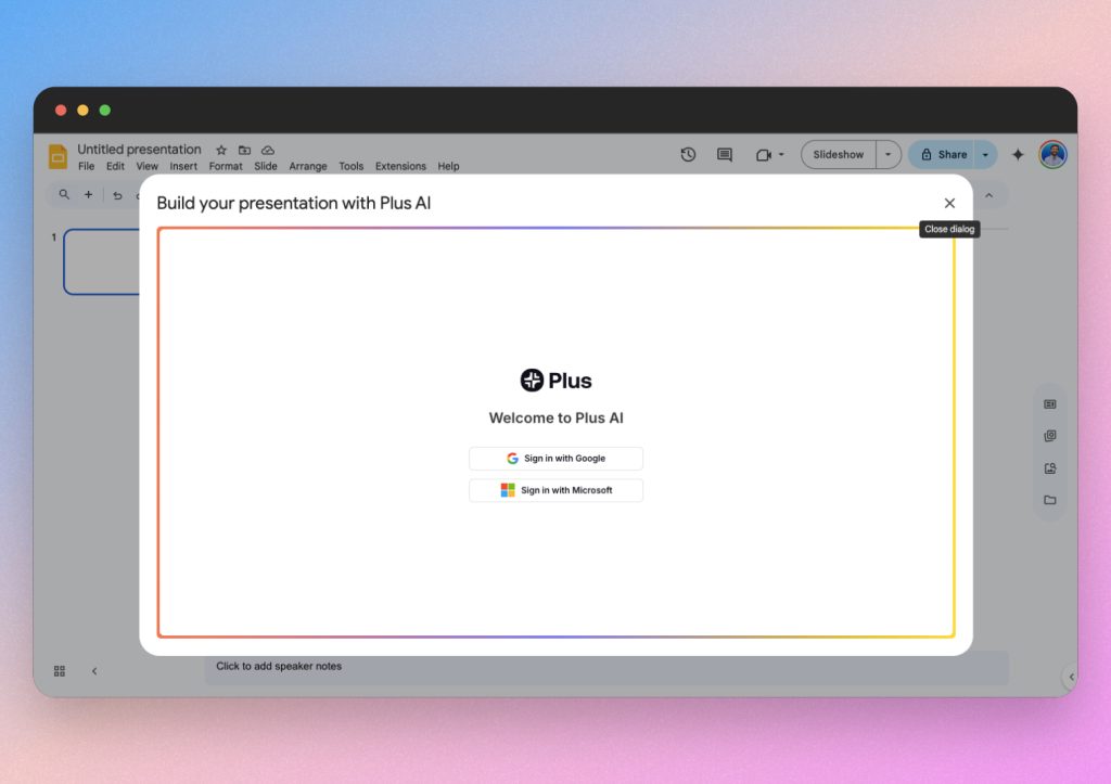 Plus AI presentation generator