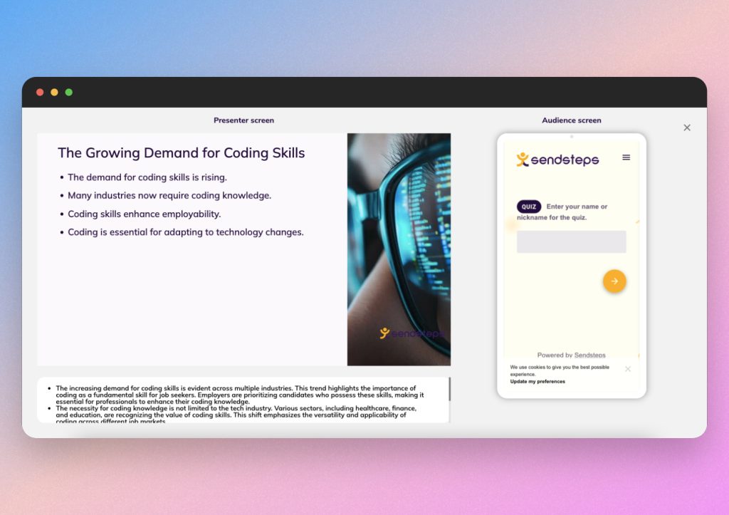 SendSteps ai presentation sample