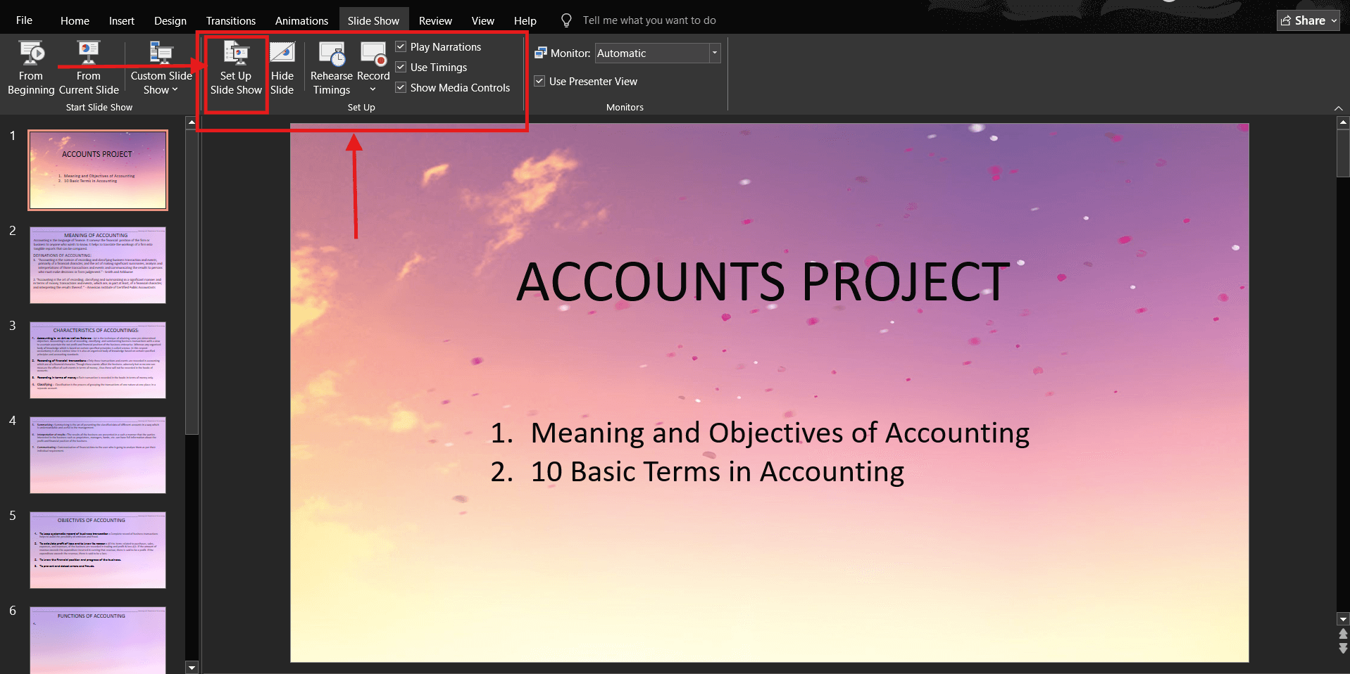 Screenshot of how to loop a PowerPoint presentation on Windows step 3