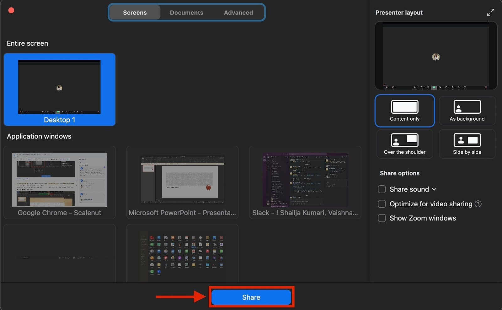 Screenshot of recording a presentation step 6