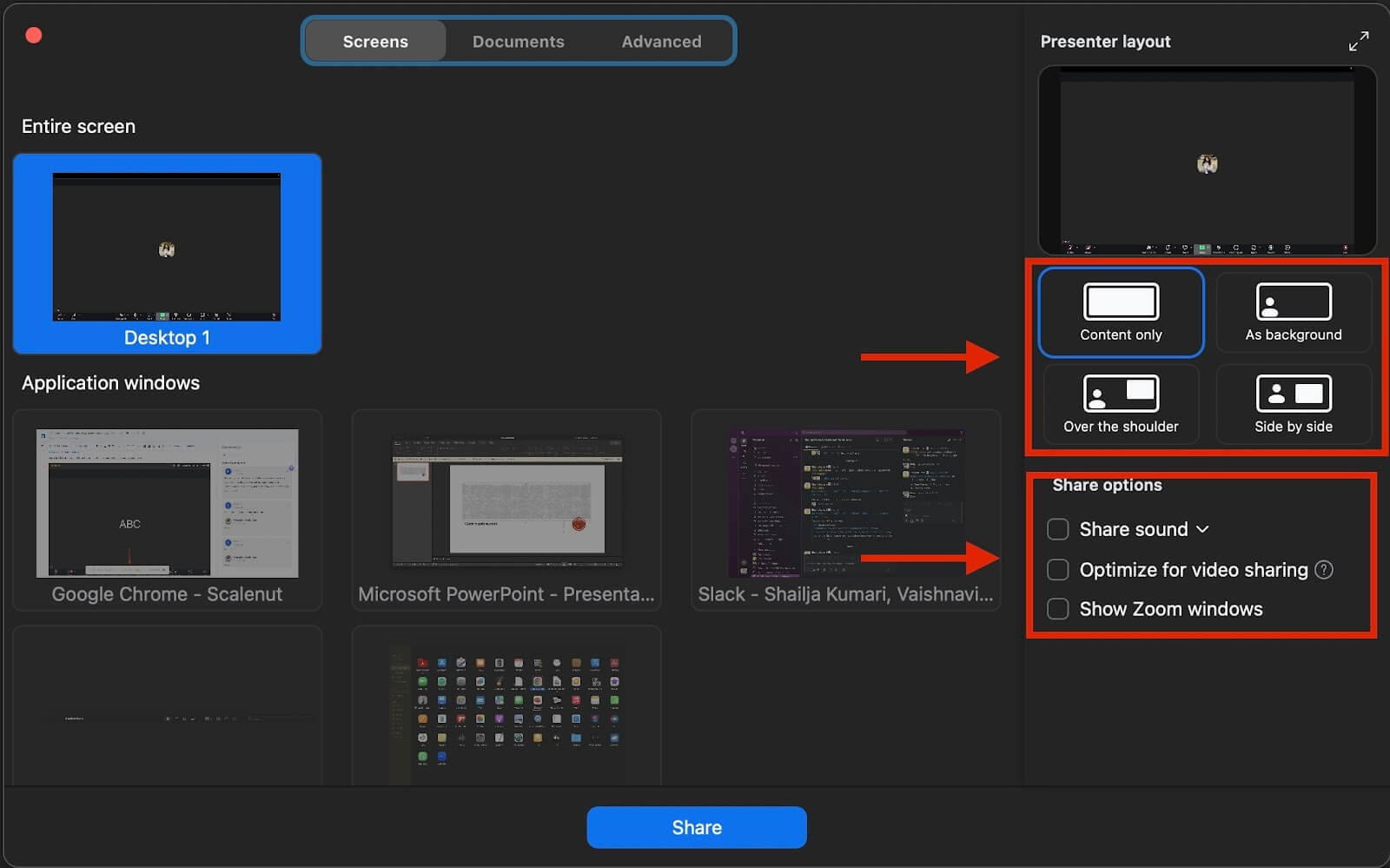 Screenshot of recording a presentation step 5