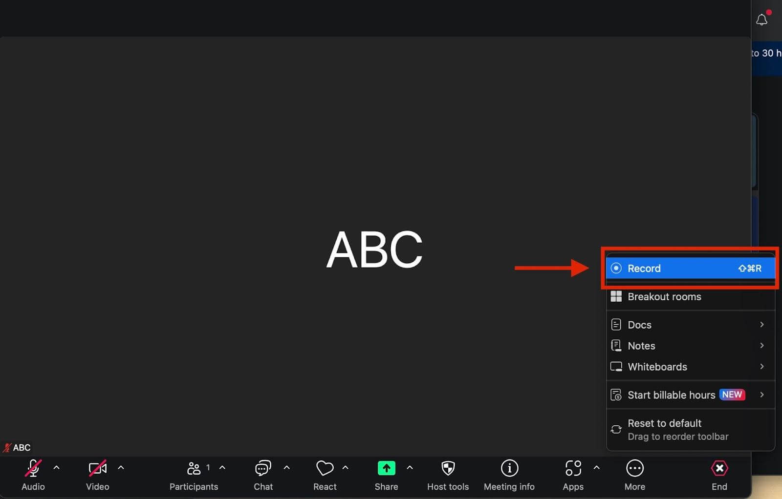 Screenshot of recording a presentation step 2