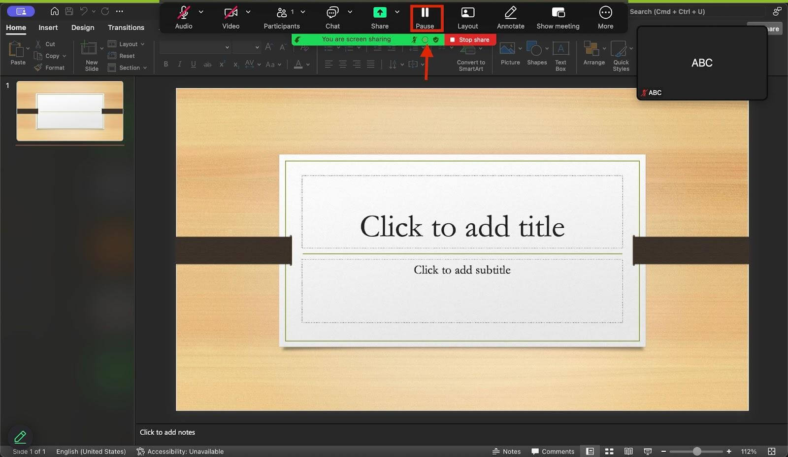 Screenshot of recording a presentation step 7