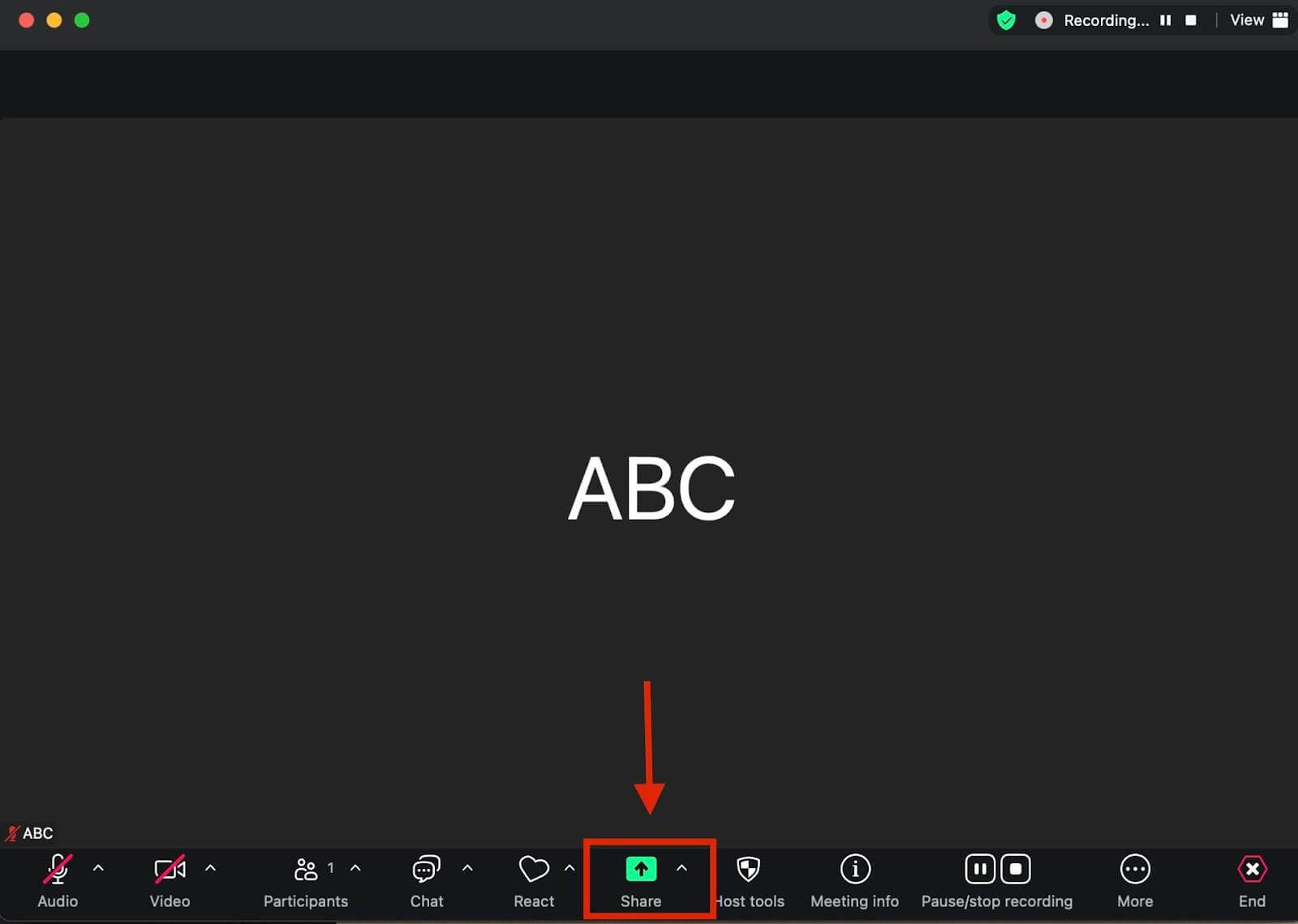 Screenshot of recording a presentation step 3