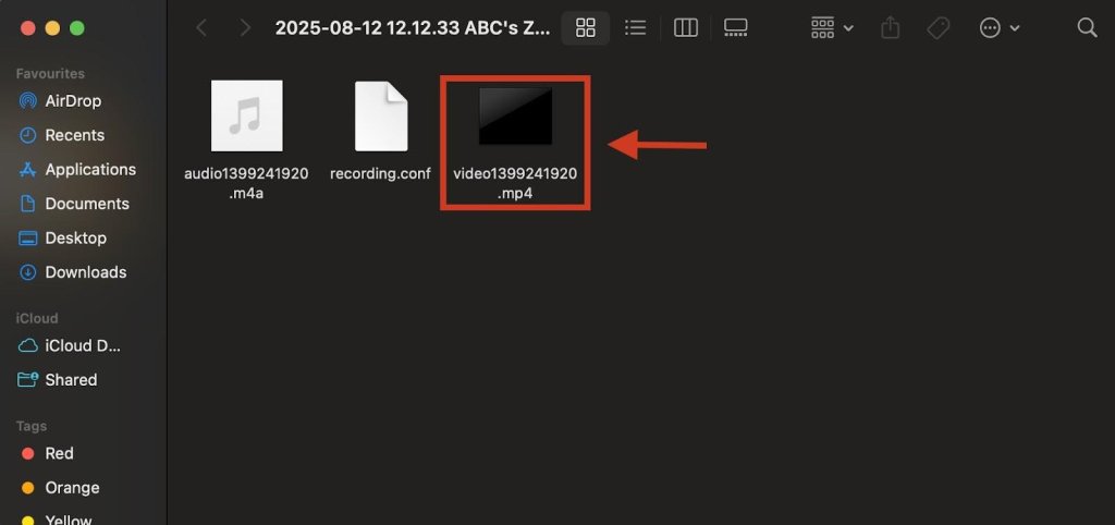 Screenshot of recording a presentation step 12