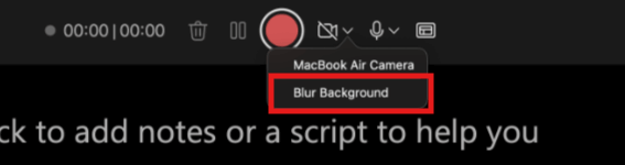 Screenshot highlighting the blur background option