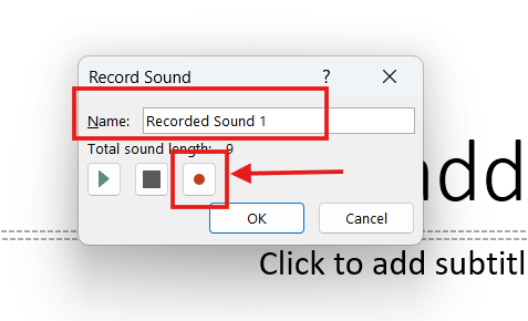 Screenshot of how to add audio to one single slide step 3
