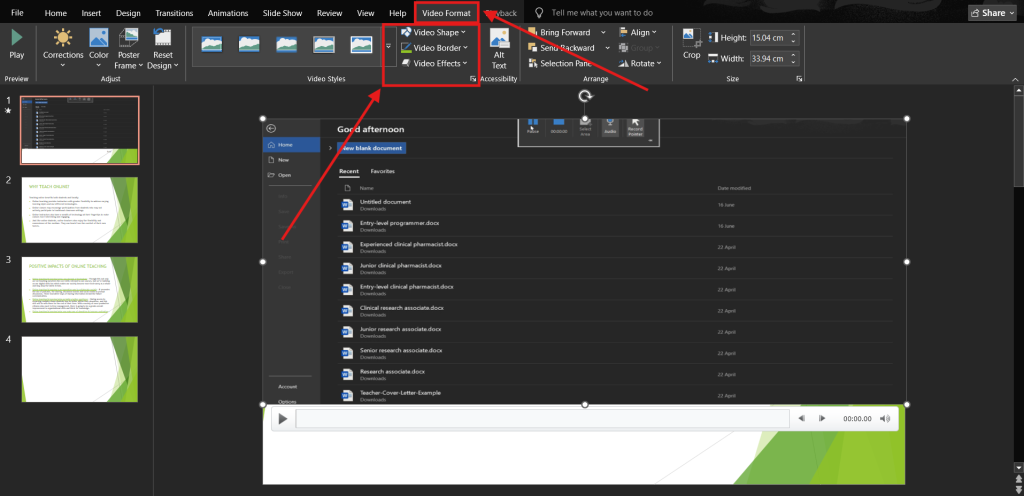 Screenshot of how to edit screen recording in PowerPoint step 3