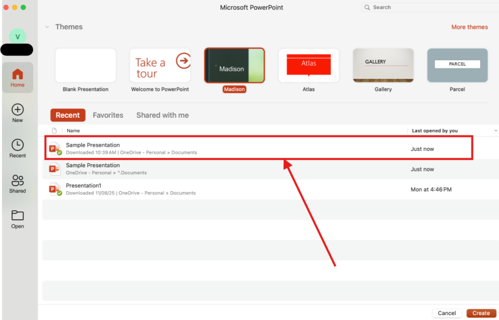 Screenshot of how to loop a PowerPoint on Mac step 1