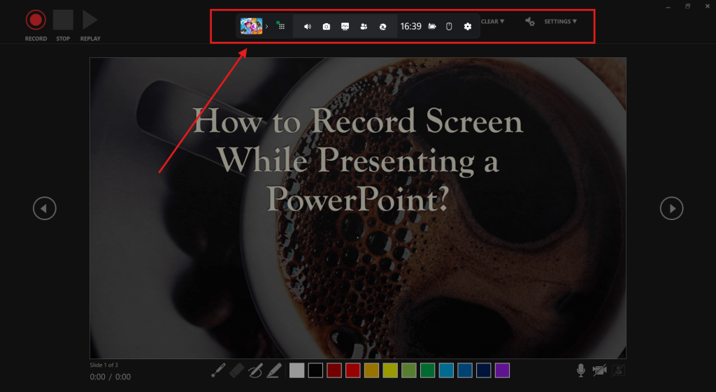 Screenshot of how to record screen while presenting a PowerPoint step 2