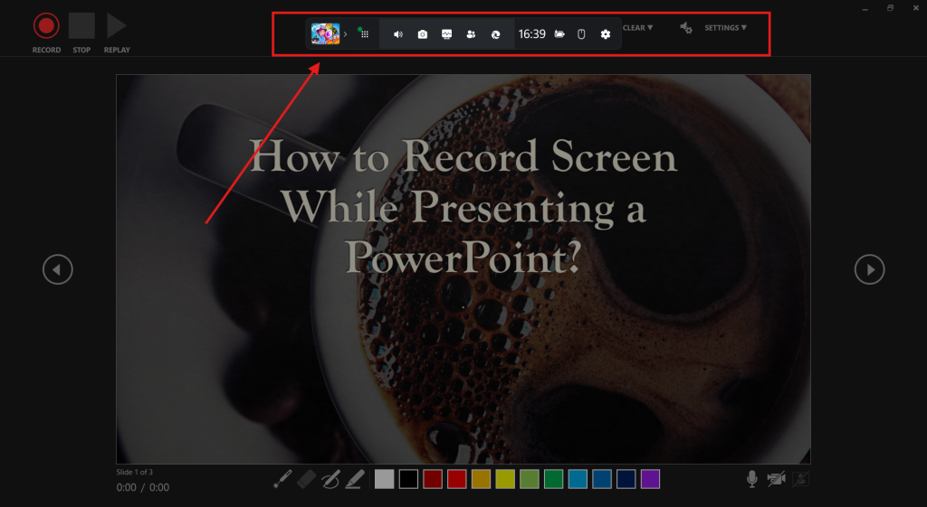 Screenshot of how to record screen while presenting a PowerPoint step 2
