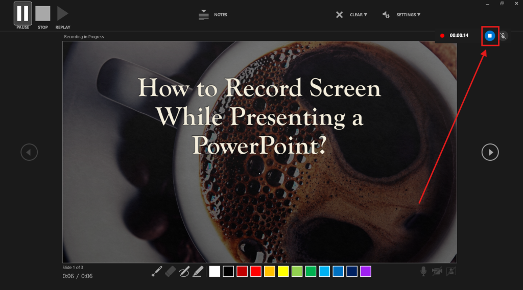 Screenshot of how to record screen while presenting a PowerPoint step 4