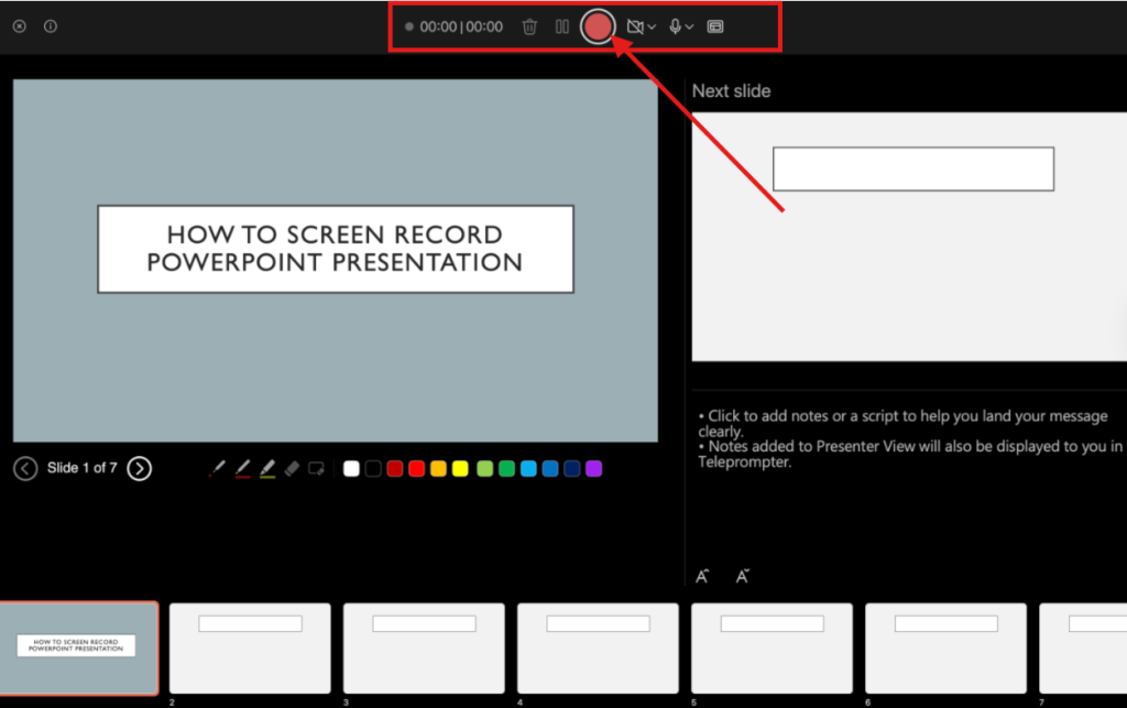 Screenshot of how to screen record a PowerPoint presentation on Mac step 4