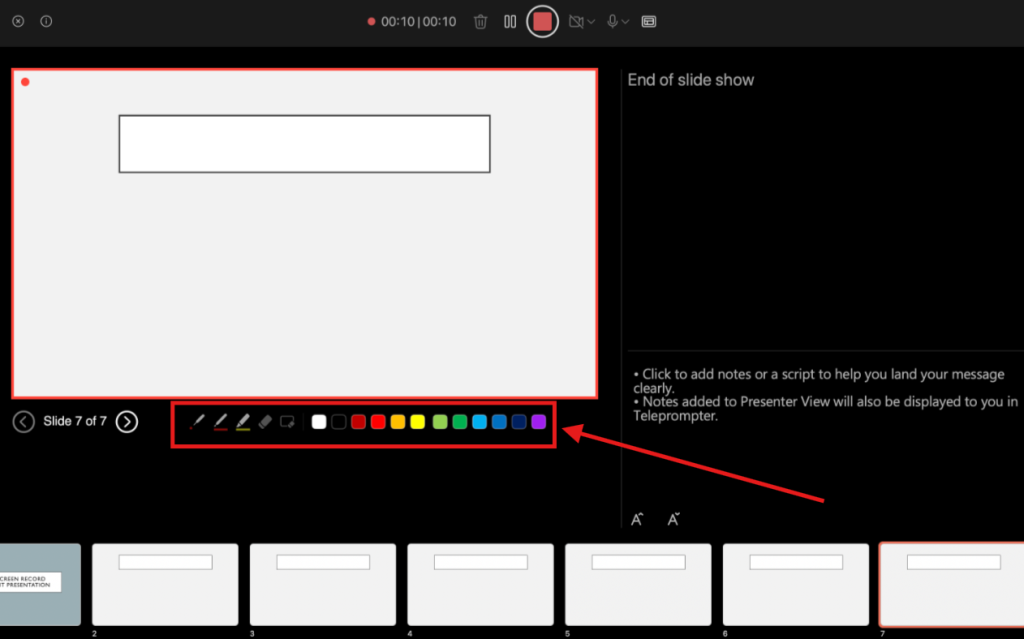 Screenshot of how to screen record a PowerPoint presentation on Mac step 5