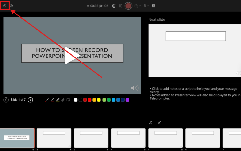 Screenshot of how to screen record a PowerPoint presentation on Mac step 6
