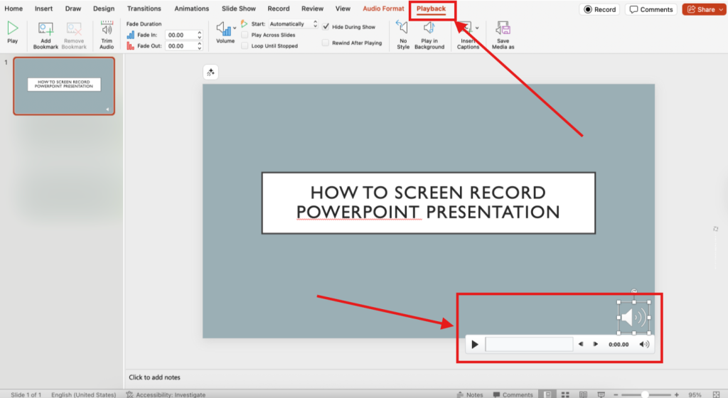 Screenshot of how to screen record a PowerPoint presentation on Mac step 7