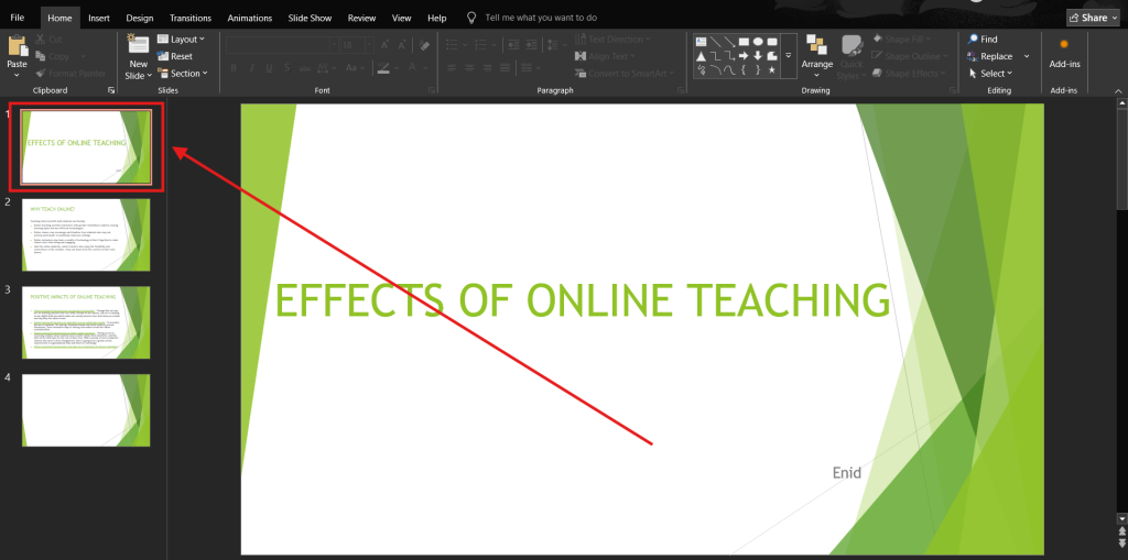 Screenshot of how to screen record PowerPoint on Windows step 1