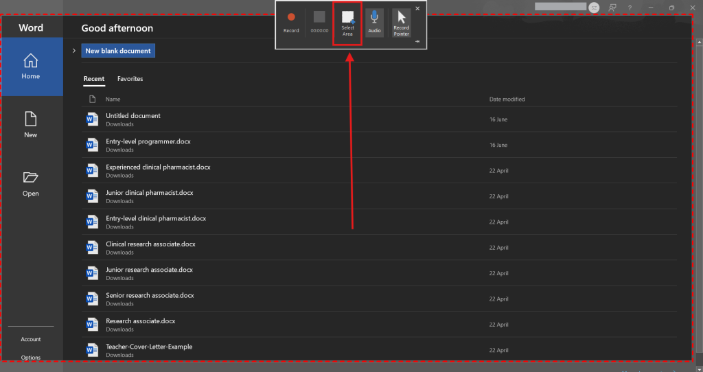 Screenshot of how to screen record PowerPoint on Windows step 3