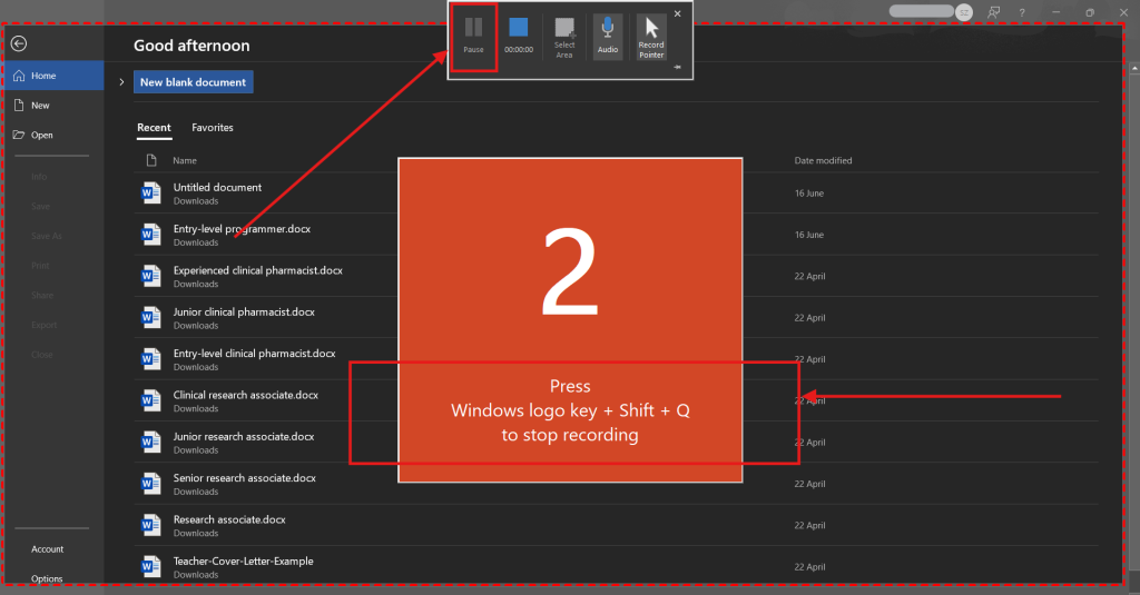 Screenshot of how to screen record PowerPoint on Windows step 6