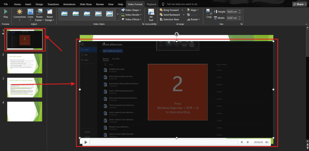 Screenshot of how to screen record PowerPoint on Windows step 7