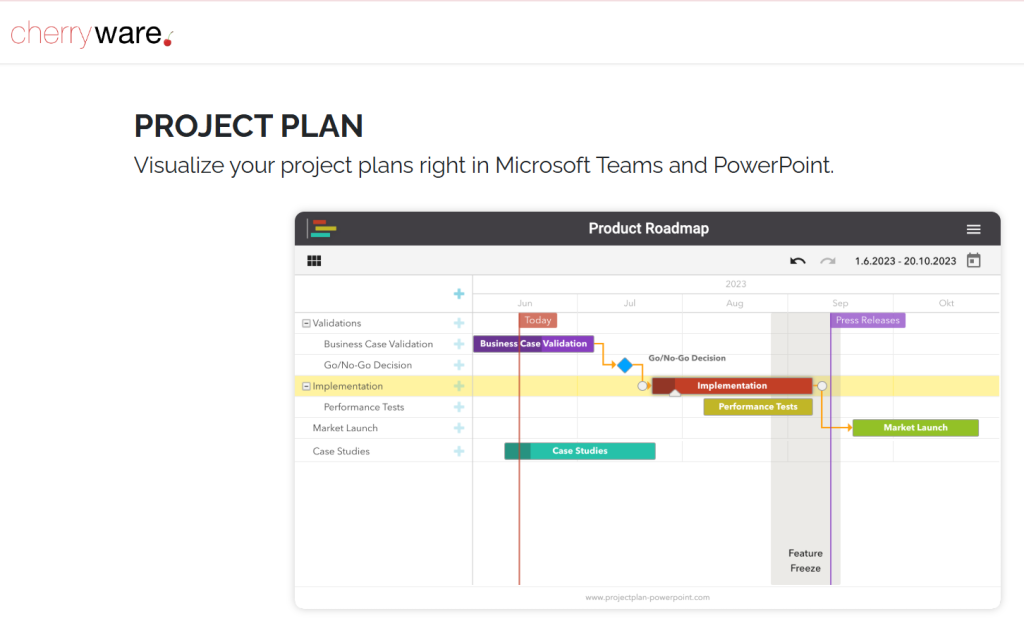 screenshot of project plan homepage