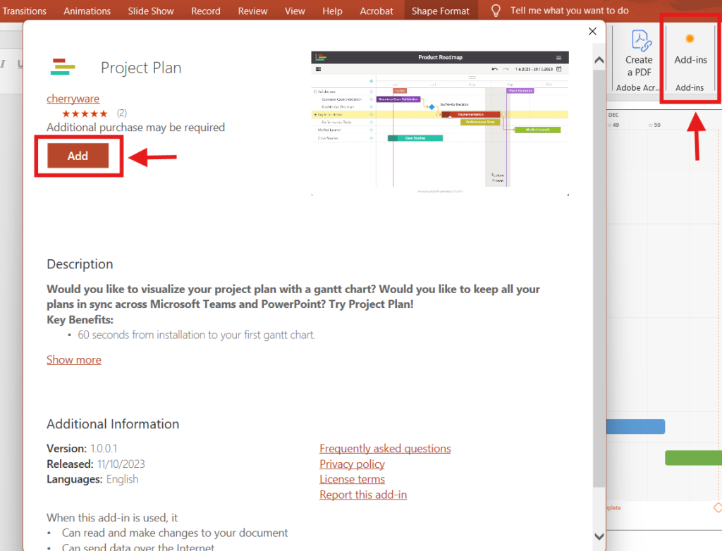 screenshot of project plan step 1