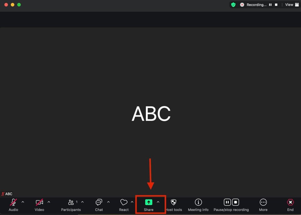 Screenshot of recording a presentation step 3