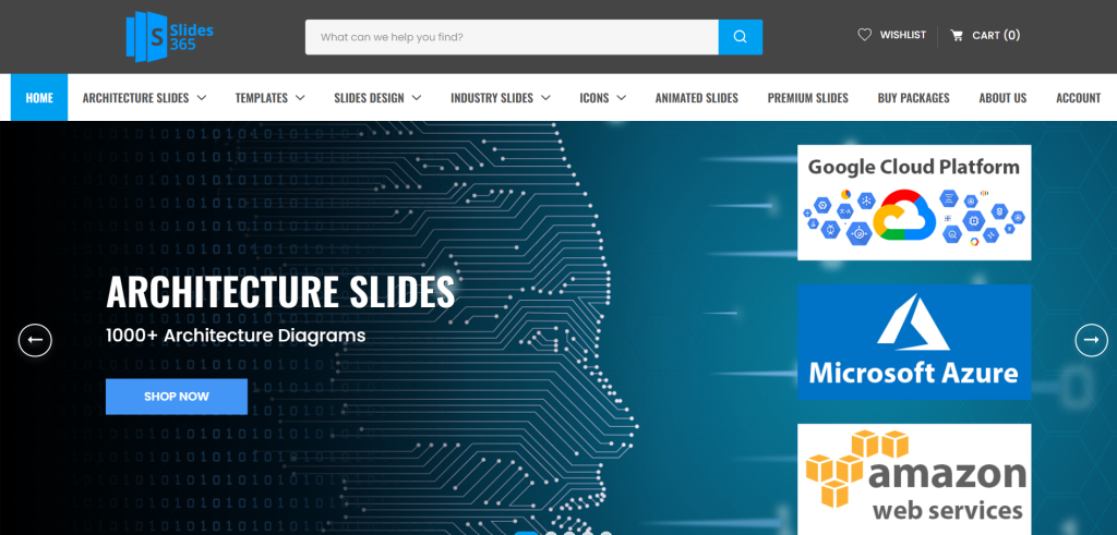 screenshot of Slides365 homepage