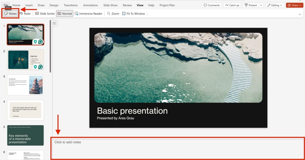 Screenshot of step 2 of adding notes 