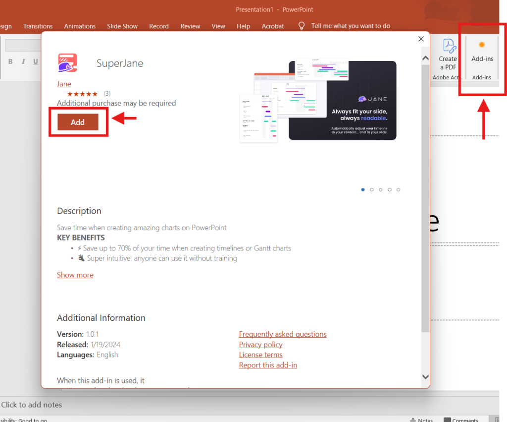 screenshot of Superjane step 1