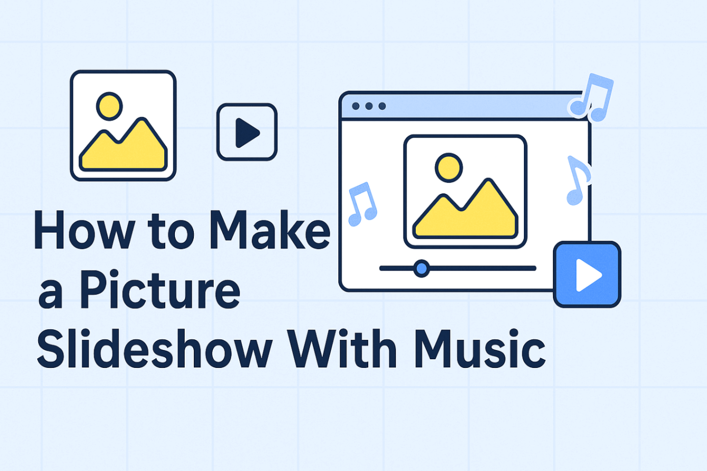 Illustration of Slideshow with music icons