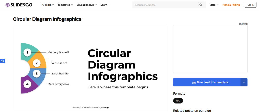 Screenshot of Circular Diagram Infographics Slides template