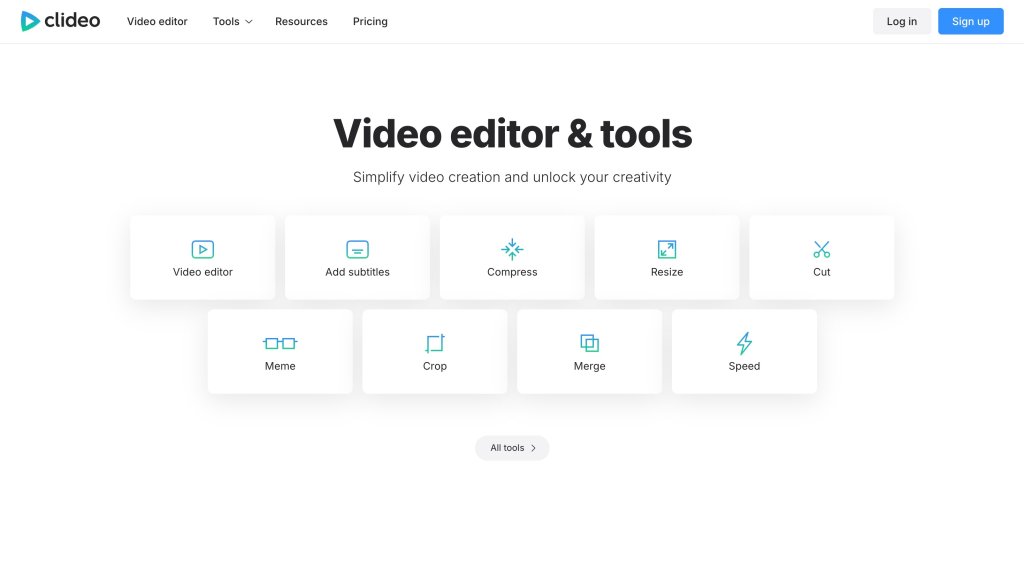 Screenshot of Clideo homepage