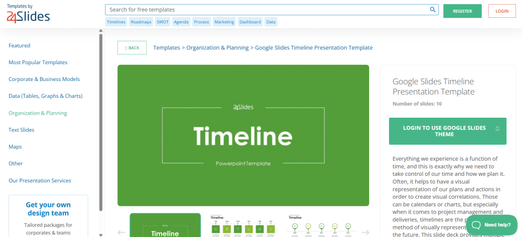 Screenshot of Google Slides Timeline Presentation Template