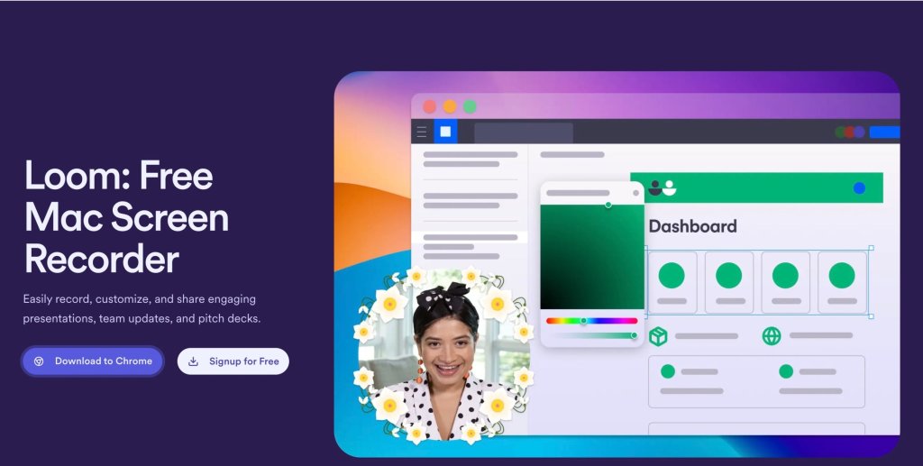 Screenshot of Loom homepage