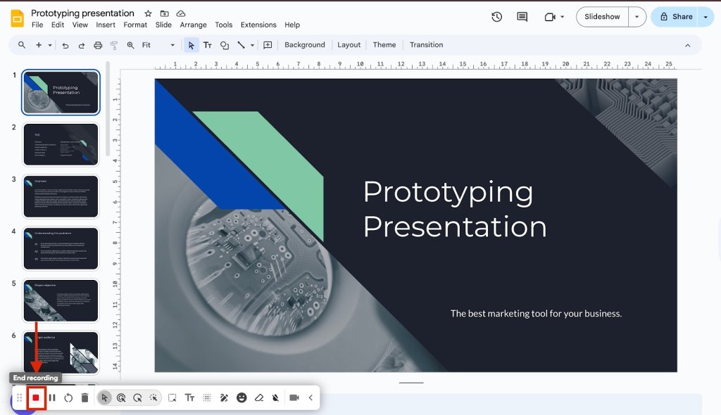 Screenshot of step 7 of using Screencastify