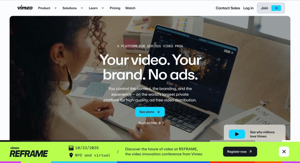 Screenshot of Vimeo Record homepage