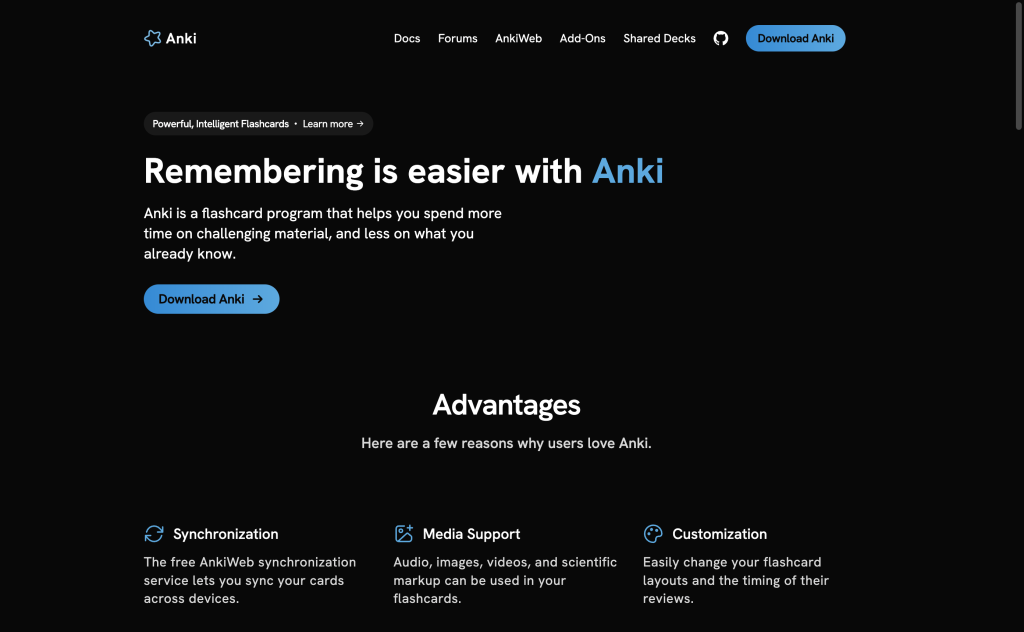 The Anki website