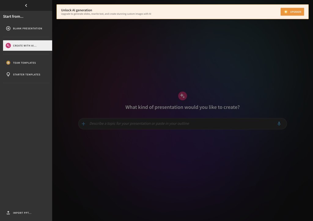 beautiful.ai ai prompt screen