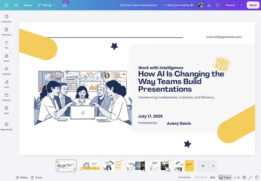 Canva slides editor